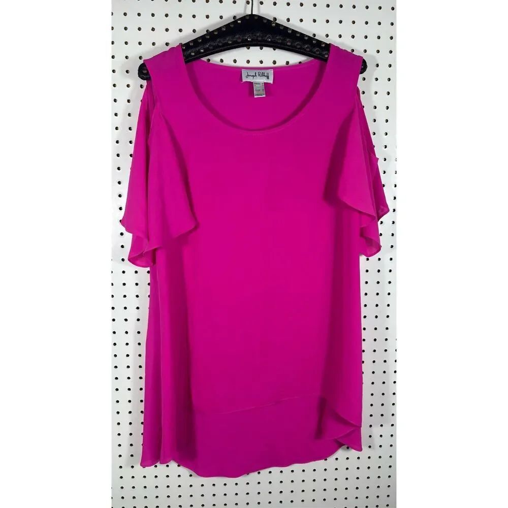 Joseph Ribkoff cold shoulder high/low blouse size 12